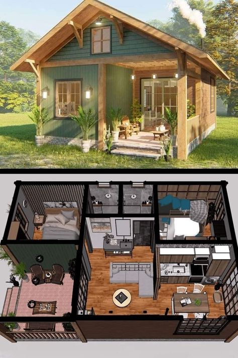 Sims Tiny House Floor Plans, Chalet Plan, Small House Design Philippines, Small House Blueprints, Small Cottage House Plans, Sims 4 House Plans, Shed To Tiny House, Sims 4 House Building, Cabin House