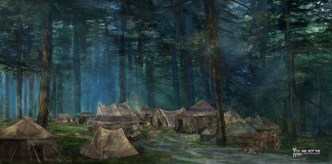 Battle Camp, Army Camp, Forest Camp, Wild Camp, Camping Set, Scenery Background, Location Inspiration, Fantasy Forest, Fantasy Places