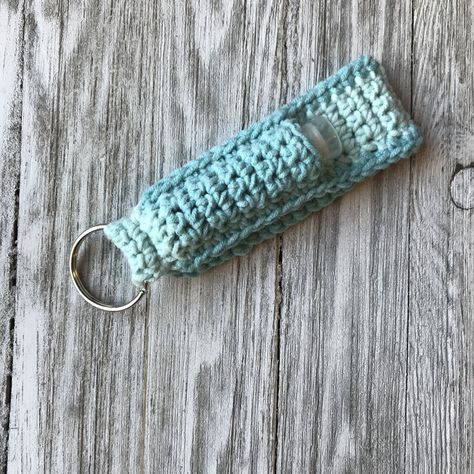 Chapstick Keychain Wristlet Crochet Pattern - Crochet It Creations Wristlet Keychain Pattern, Crochet Keychain Wristlet, Crochet Wristlet Keychain, Crochet Wristlet, Chapstick Keychain, Crochet Lanyard, Crochet Craft Fair, Wristlet Patterns, Crocheted Accessories