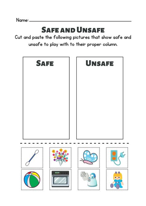 People Who Keep Us Safe Preschool, Safe And Unsafe Worksheets, Safety At Home For Kids Worksheets, Safety Activities For Kindergarten, Safety Activities For Kids, Aba Activities, Asd Classroom, People Who Help Us, English Worksheet