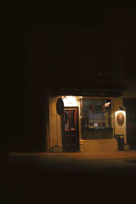 Store At Night, European Gothic, Store Fronts, Small Town, Dark Aesthetic, Small Towns, Dark Side, Book 1, Diner