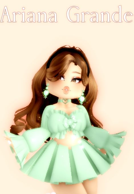 Ariana Grande Royale High, Ariana Grande Roblox Outfits, Blue And Green Royale High, Royale High Celebrity Look Alike, Celebrity Look Alike Royale High, Rh Avatar, Aesthetic Royale High Outfits, High Pics, Rh Outfit Ideas