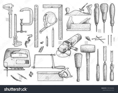 Carpentry, industrial tool, illustration, drawing, engraving, ink, line art, vector\n #Ad , #SPONSORED, #illustration#drawing#tool#Carpentry Carpentry Tattoo, Neuro Tattoo, Art Tools Illustration, Industrial Drawings, Tool Illustration, Tools Illustration, Ink Line Art, Square Tattoo, Square Tool