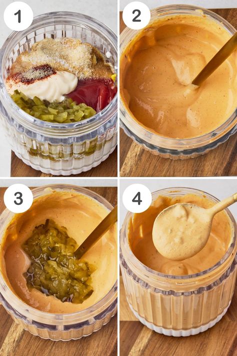 High Protein Big Mac Sauce Recipe (McDonald's Copycat) - Healthy Little Peach Dairy Free Big Mac Sauce, Mac Sauce Copycat, Copycat Newks Honey Mustard, Big Mac Healthy, Big Mac Sauce Recipe Copycat Easy, Big Mac Sauce With Greek Yogurt, Copycat Big Mac Sauce Mcdonald's, Weight Watchers Big Mac Sauce, Big Mac Sauce Keto