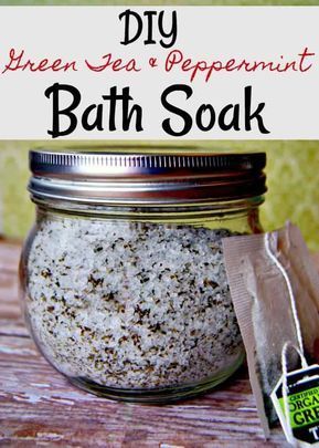 Esthetics Products, Diy Green Tea, Homemade Bath Salts, Bath Teas, Green Tea Bath, Bath Gifts, Bath Soak Recipe, Tub Tea, Bath Salts Recipe