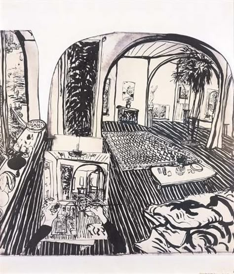 Reportaje por : Brett Whiteley | Interior Lavender Bay Brett Whiteley, Australian Painting, Interior Illustration, Australian Art, Drawing Prints, Australian Artists, Art Auction, Painting Illustration, Moleskine