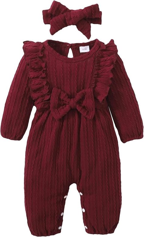 Amazon.com: Happy Town Baby Girl Romper Infant Fall Winter Clothes Ruffle Sweater Long Sleeve Bodysuit Jumpsuit and Headband (Red, 9-12 Months): Clothing, Shoes & Jewelry Bodysuit Jumpsuit, Ruffle Sweater, Winter Clothes, Long Sleeve Bodysuit, Gifts For Family, Long Sleeve Sweater, Winter Outfits, Fall Winter