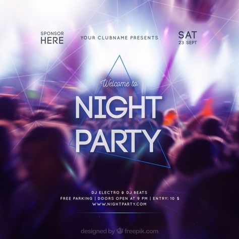 Party invitation design with crowd Free Vector | Premium Vector #Freepik #vector #invitation #music #party #design Dj Electro, Dj Girl, Banner Sample, Party Invitation Design, Nightclub Aesthetic, Invitation Maker, Party Invite Design, Music Party, Purple Design