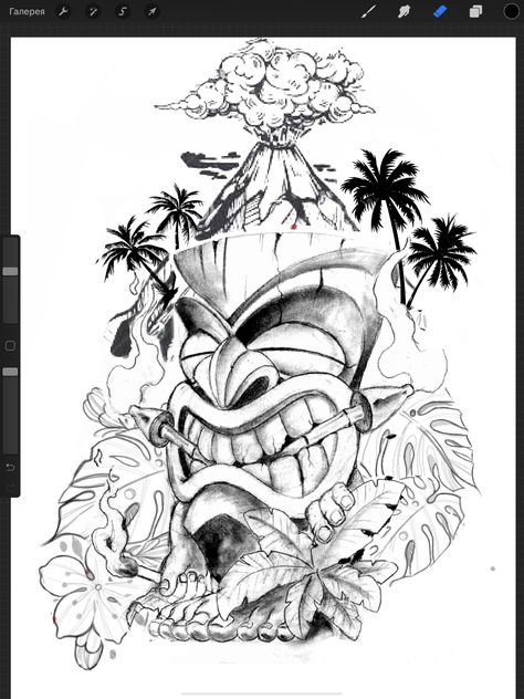 Tiki Sleeve Tattoo, Hawaiian Skull Tattoo, Tiki Totem Tattoo, Hawaiian Warrior Tattoo, Tiki Tattoo Ideas For Men, Tiki Man Tattoo, Tiki Tattoo Hawaiian, Hawaiian Tiki Tattoo, Best Tattoo Stencils