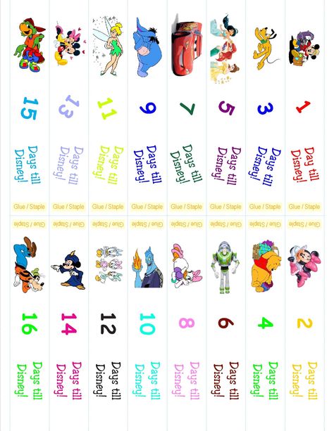 Disney Countdown, Disney countdown ring to make a tear off banner Disney Countdown Calendar Printable, Countdown Paper Chain, Tear Off Calendar, Disney Countdown Calendar, Disneyland Countdown, Disney World Countdown, Disney Vacation Countdown, Disney Trip Reveal, Trip Countdown