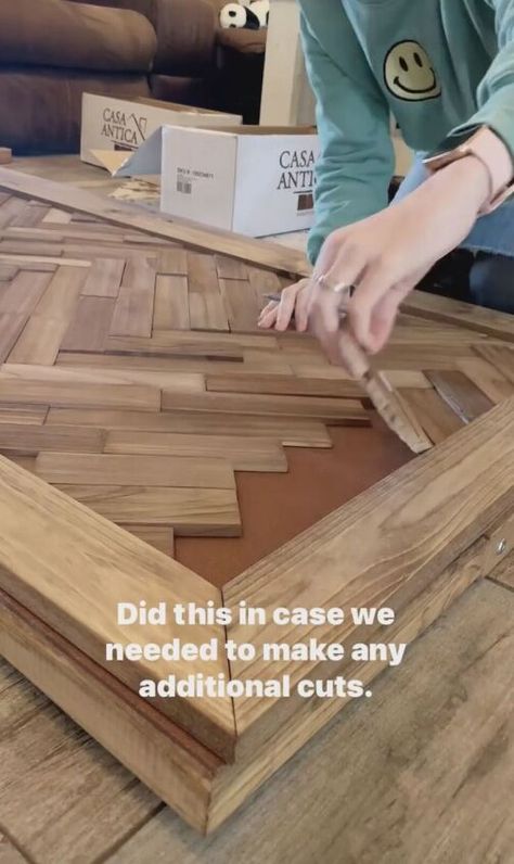 Transforming your basic Ikea bed into a stunning Pottery Barn-inspired bed with a DIY herringbone headboard is easier than you think. Herringbone Bed Frame, Diy Headboards Ideas, Headboard Ideas Wood, Wood Headboard Diy, Diy Full Size Headboard, Dyi Headboards, Diy King Size Headboard, Ikea Bed Frames, Diy King Headboard