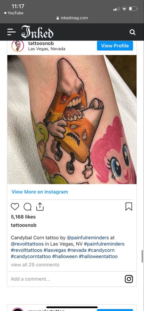 Candy Corn Tattoo, Corn Tattoo, Spooky Flash, Mummy Candy, Candy Tattoo, Tiny Tats, Clown Tattoo, Halloween Tattoos, Candy Corn