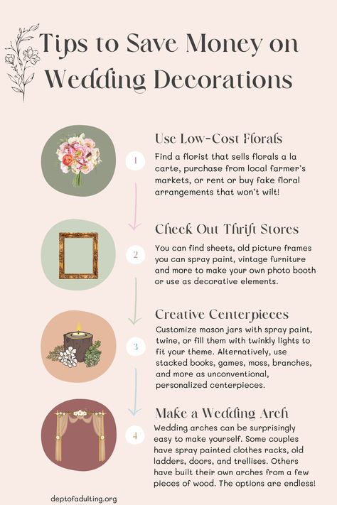 Say 'I Do' to saving money on wedding decorations 💰! From stunning centerpieces to unique table settings, we've got you covered with these clever DIY ideas and budget-friendly tips ✨. Get ready to fall in love with your dream wedding without breaking the bank 💍❤️.  #WeddingDecorations #WeddingDecor #Budget #SaveMoney #WeddingPlanning Diy Blue Wedding Decorations, Romantic Wedding Ideas On A Budget, Romantic Wedding Decor Ideas, Wedding Venue Budget, Large Wedding On A Budget, Wedding Ideas For Small Wedding, Fall Wedding On A Budget Diy, Cheap But Elegant Wedding Ideas, Diy Country Wedding Ideas