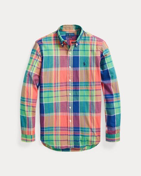 POLO : Classic Fit Madras Shirt Plaid Sign, Madras Shirt, Summer Plaid, Ivy Style, Ralph Lauren Slim Fit, Button Outfit, Madras Plaid, Polo Classic, Linen Shirt