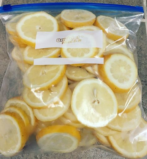 How To Freeze Lemon Slices - Eating Healthy Spending Less Freezing Food Guide, Freezing Lemons, Freezing Fruit, Freezing Vegetables, Frozen Lemon, Freezer Meal Prep, Lemon Slices, Frozen Veggies, Food Saver