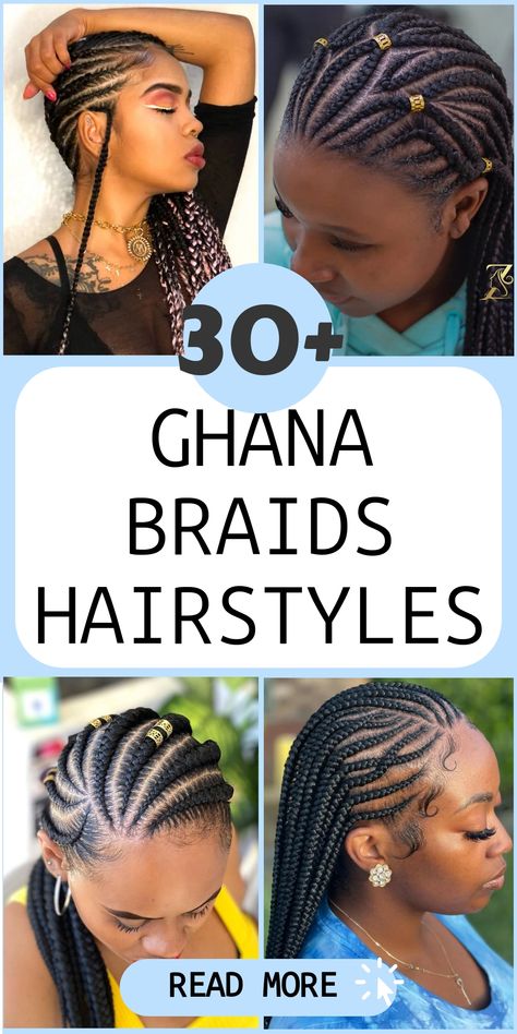 Discover the allure of Ghana braids hairstyles for a sophisticated and shielded look. Celebrate the essence of African culture and beauty with diverse braided styles, from intricate cornrows to chic bun designs. Ghana braids unlock a realm of creativity and self-expression, allowing you to embrace tradition while exuding modern elegance. Elevate your hair game confidently with these protective hairstyles that blend heritage with glamour. Ghana Cornrow Hairstyles, Hair Inspo Braids Black, 7-8 Feedin Braids, Cornrow Hairstyles For Older Black Women, Feed In Braids Cornrows Styles, Hat Braid Hairstyles, Feedin Braids Styles, Expression Braids Hairstyles, Braid Mohawk For Black Women