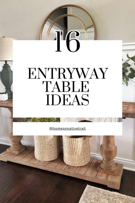 Entryway Table Ideas Entryway Table With Arch Mirror, Baskets For Entryway Table, Mirrored Entryway Table, Modern Farmhouse Entry Table Decor, Bench Entrance Ideas, Long Entry Table Decor, Entryway Table Design, Entry Door Table Decor, Entry Way Table Decor With Mirror