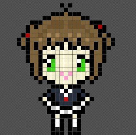 Cardcaptor Sakura Pixel Art, Grids Crochet, Sakura Anime, Anime Pixel, Pixel Beads, Pixel Art Templates, Pixel Art Grid, Diy Perler Beads, Anime Pixel Art