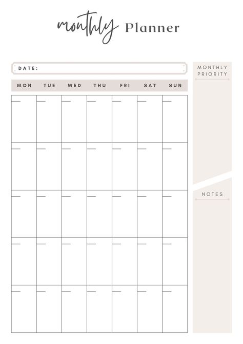 Modern and Elegant Daily Weekly Monthly To-Do Planner - Templates by Canva Monthly Planner Template Free Printable, To Do List Planner, Do List Planner, Study Planner Printable, To Do Planner, Monthly Planner Template, Planner Writing, Month Planner, List Planner