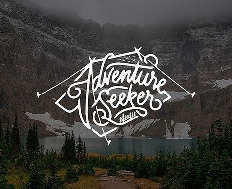 Adventure Seeker by Misterdoodle Logo Voyage, Instagram Typography, Adventure Shirts, Adventure Fonts, Typography Script, Travel Quotes Wanderlust Adventure, Adventure Logo, Gear Logo, Adventure Seeker