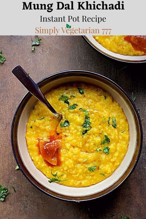 Khichdi Recipe Indian Instant Pot, Savory Porridge, Kitchari Recipe, Khichdi Recipe, Chili Rice, Recipe Instant Pot, Pav Bhaji Masala, Instant Pot Recipes Vegetarian, Lemon Pickle