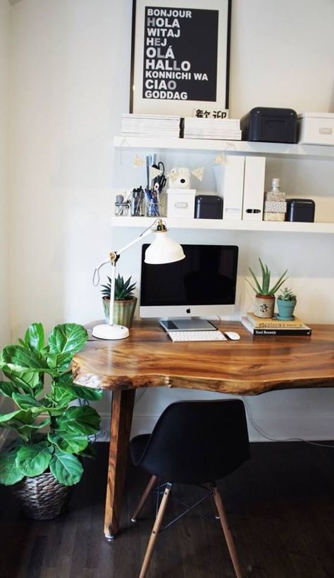 The desk is a special piece locally made after selecting black walnut slabs dried for five years from a nearby farm. I look forward to seeing how the wood matures and naturally wears. Rebecca Hepburn | Vancouver, Canada | Home Office Live Edge Wood Furniture, Bedroom Desk, 아파트 인테리어, Workspace Inspiration, Wooden Desk, Home Office Space, Office Interior, Wood Desk, Desk Setup