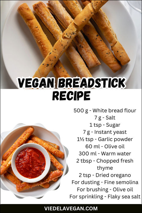 Vegan Breadstick Recipe Breadstick Recipe, Homemade Breadsticks, Bread Sticks Recipe, Vegan Snack Recipes, Guilt Free Snacks, Vegan Snack, Kale Chips, Free Snacks, Aromatic Herbs