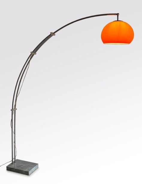 Retro Arch Floor Lamp, 1970s Floor Lamp, Orange Floor Lamp, Floor Lamps Mid Century Modern, Floor Arc Lamp, Living Room Curtains Modern, 1970 Interior Design, 80s Living Room, Jazz Room