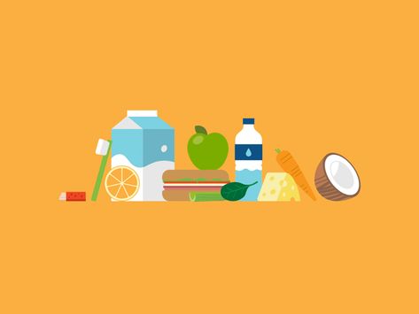 Healthy foods for oral health by Rachel Beyer Food Motion Graphics Animation, Infographic Motion, Food Animation, Cut Out Animation, Animated Infographic, Blue Room Decor, Vector Animation, Adventure Time Wallpaper, Food Illustration Art