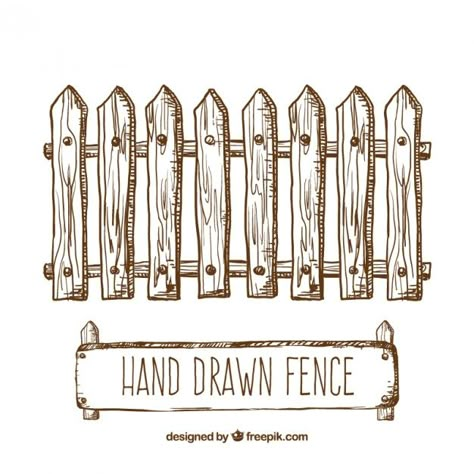 White Picket Fence Illustration, White Picket Fence Drawing, Old Fences Drawing, How To Draw A Fence, Picket Fence Tattoo, Picket Fence Drawing, Fences Drawing, Fence Drawing Easy, Fence Sketch