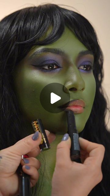 L.A. Girl Cosmetics on Instagram: "Create your own Wicked Witch look with our CVS Wickedly Glam Collection 🦇✨❤️‍🔥 Artist @novikova.annie sculpts a perfectly painted green and black contoured face with the Emerald Envy Face Palette. 💚 Take our Glide Gel Liner to create a smoldering smokey eye 🕷️, topped with our enchanting Shade Shifters 💫 Create a vampy lip combo with our Matte Lipstick in Raven and Bite Me 🧛‍♀️🕯️ Create your own Spooky Glam and tag us #lagirlhalloween for a chance to be featured! RUN to @cvspharmacy before the collection mysteriously vanishes 🕳️👀

🐈‍⬛Emerald Envy 4 Color Cream Palette $6.99
🐈‍⬛Glide Gel Liner - Very Black $3.99
🐈‍⬛Shade Shifter Liquid Eyeshadow - Tinsel $7.99
🐈‍⬛Matte Lipstick - Raven $4.49
🐈‍⬛Matte Lipstick - Bite Me $4.49
🐈‍⬛Artist Brush Wicked Makeup Elphaba, Green Witch Makeup, Emerald Green Eye Makeup, Wicked Witch Makeup, Emerald Eye Makeup, Contoured Face, Vampy Lips, Cream Palette, La Girl Cosmetics