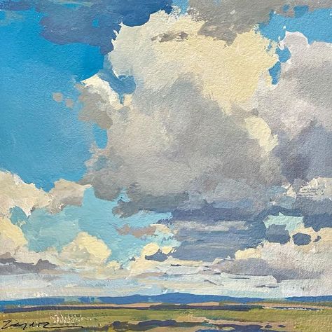 A L L I E Z E Y E R on Instagram: "🔴SOLD. Study No. 17 for 2021 . . . . . #gouachestudy #gouacheart #clouds #cloudscape #alliezeyerfineart" Cloudscape Painting, Cottagecore Painting, Contemporary Landscape Artists, Watercolor Clouds, Abstract Cloud, Cloud Art, Painting Inspo, Sea Painting, Cloud Painting