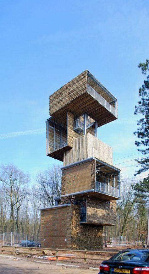 voyeurism and architecture > watching tower by Dutch architects ateliereenarchitecten Bird Watching Tower, Viewing Tower, Observation Tower, Landscape Structure, Lookout Tower, Tower House, Tower Design, Watch Tower, Architecture Exterior