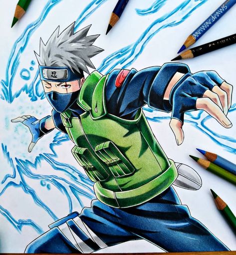 Anwar.draws✨ on Instagram: “Kakashi done ! Hope u guys like it💟 Show some love #hatakekakashi #narutofanarts #narutoshippuden #mangadraw…” Kakashi Drawing Color, Kakashi Drawing Art, Manga Script, Kakashi Hatake Drawing, Script Drawing, Kakashi Drawing, Buddhist Art Drawing, Abstract Pencil Drawings, Action Anime