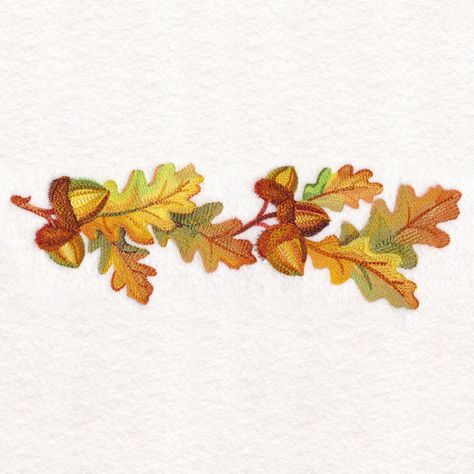 Oak Leaves Embroidery, Leaves Border, Oak Leaves And Acorns, Leaves Embroidery, Fiber Crafts, Freestanding Lace Embroidery, Brother Embroidery, Leaf Border, Changing Leaves