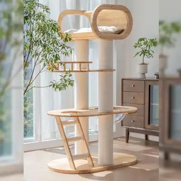 Tall Cat Tree, House Medium, Wood Cat Tree, Wooden Cat Tree, Cat Climbing Frame, Solids For Baby, Indoor Cats, Cat Bed Furniture, Wood Cat