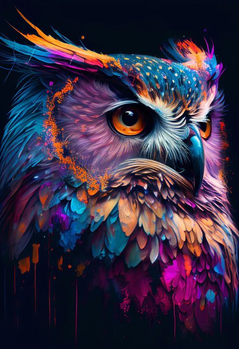 The colorful World of Animals :: Behance Owl Painting Acrylic, Wallpaper Dog Aesthetic, Dog Tattoo Ideas, Awesome Owls, Animals And Pet Supplies, Cute Owls Wallpaper, Owl Posters, Wallpaper Dog, Owl Artwork