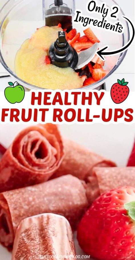 These homemade fruit roll ups are made with real fruit and easy to make! Only 2 ingredients and no added sugar! Homemade Fruit Roll Ups With Frozen Fruit, Things To Dehydrate Healthy Snacks, Applesauce Fruit Roll Ups, Fruit Rollups Homemade, Fruit Breakfast Ideas Healthy, Homemade Thats It Fruit Bars, Homemade Freezer Snacks, Home Made Fruit Roll Up, Home Made Fruit Snacks Healthy