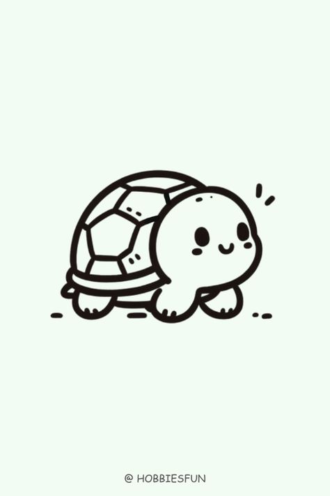 Easy Animals To Draw, Turtle Easy Drawings Turtle, Draw Turtle Easy, Cute Animated Animals Drawings, Easy To Draw Turtle, How To Draw A Turtle Easy, Easy Shell Drawing, Cute Turtle Drawing Easy, Cute Animal Drawings Simple, Turtle Drawing Cartoon