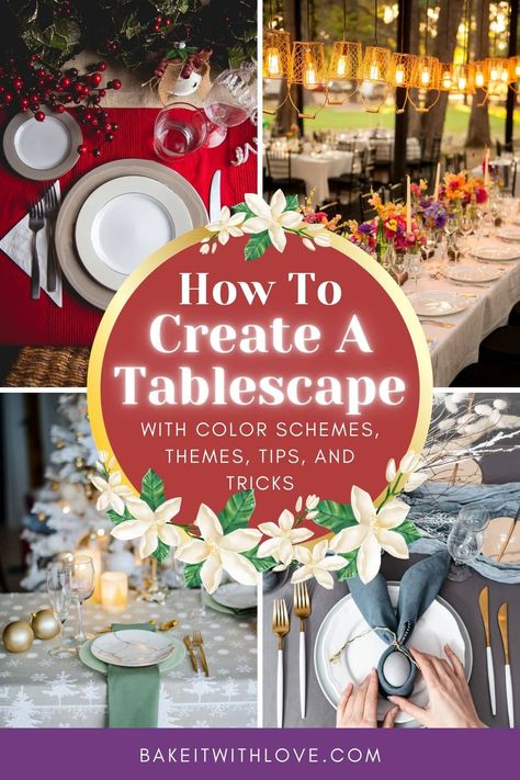 Collage pin featuring 4 table setting designs from easy and budget friendly to holiday themed plus elegant ideas for any gathering. How To Tablescape, How To Set A Table, Diy Craft Ideas, Tablescape Inspiration, Table Scapes, Thanksgiving And Christmas, Diy Decor Crafts, Wedding Tablescapes, Tips Tricks