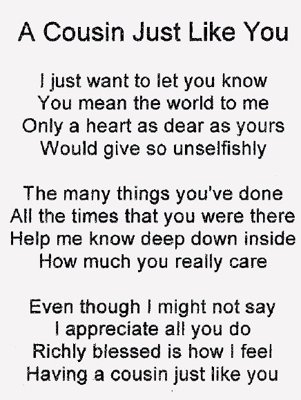 Blessed with an amazing cousin who sent this to me. Letter To My Cousin On Her Birthday, Cousin Definition Quote, Birthday Cards For Your Cousin, Letter For Cousin Sister, Things To Write To Your Cousin, Best Friend Letter Ideas Writing, Paragraph For Cousin, Letter For Cousin, Cousin Poems