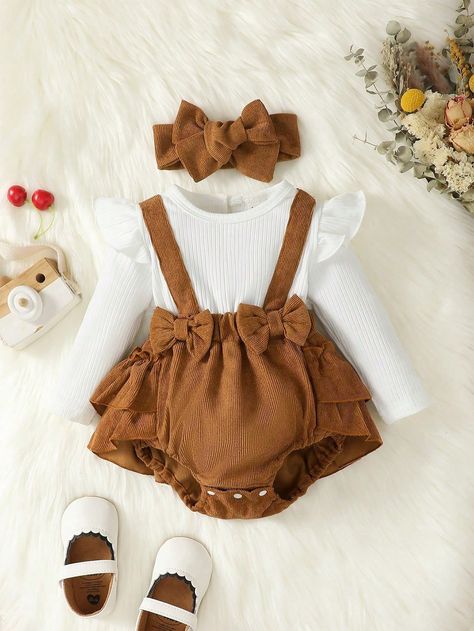 Multicolor  Collar manga larga Tela Color combinado camiseta Embellished Elástico Ligero Newborn Clothes For Girl, Newborn Outfits Girl, Baby Outfits Girl, Cute Baby Clothes Newborn, Cute Newborn Outfits, Newborn Baby Girl Outfits, Baby Fashion Girl Newborn