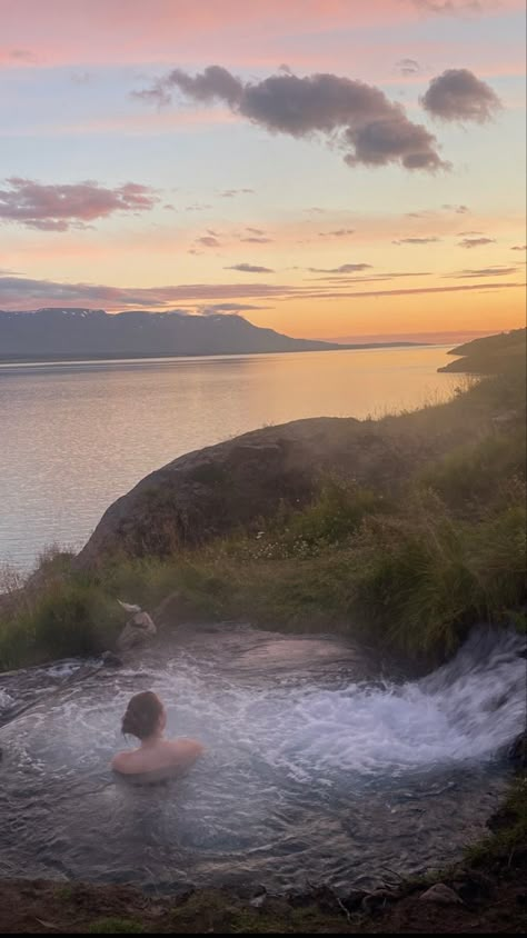 Hot Spring Iceland, Iceland Midnight Sun, Iceland In Spring, Living In Iceland, Summer In Iceland, Iceland Summer Aesthetic, Iceland Aesthetic Summer, Iceland Akureyri, Iceland Spring