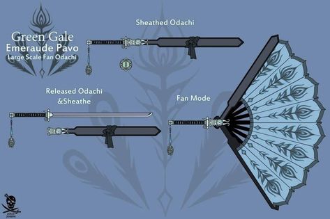 Weaponized Hand Fan, Fan Blade Art, Animation Drawing Sketches, Battle Fan, Dnd Races, Drawing Examples, Fantasy Props, Writing Art, Cool Swords