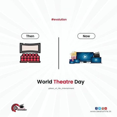 World Theatre Day #WorldTheatreDay #WorldTheatreDay2022 #Theatre #BeatofLifeEntertainment #Beat #beatoflife #socialmediamarketing #entertainment #digitalmarketing #digital #digitalpost #social #socialmediapost World Theatre Day, Human History, Creative Ads, Social Media Post, Promotion, Entertainment, Festival, History, Human