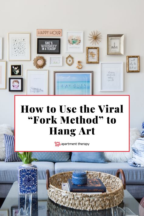 Learn how to use a fork to help make hanging a piece of art easier. How To Place Wall Art, How To Hang Wall Art, Hanging Art Ideas, House Rehab, Art On The Wall, Bathtub Spout, Different Art, Hang Art, Book Instagram