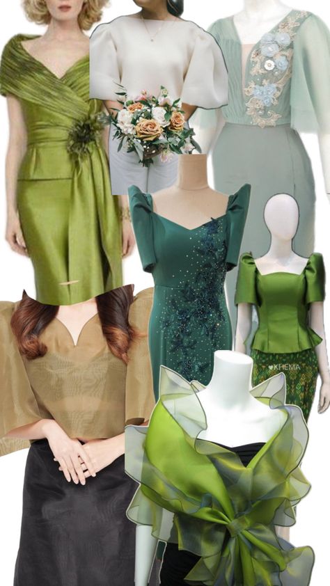 Green Filipiniana, Wedding Attire, Green