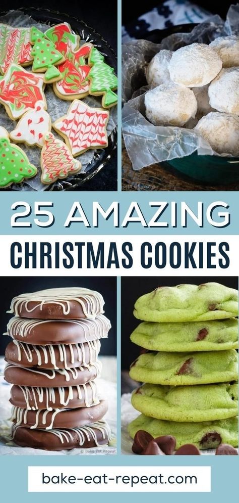 25 Amazing Christmas Cookies that you can make for the holidays this year! It’s Christmas baking time! If you're like me it's been Christmas baking time around here for a few weeks already – and I kind of feel like I’m behind because there are still so many things I want to make. If you enjoy baking Christmas cookies too, pick one, or try a whole bunch of these Christmas Cookie recipes – they all look fantastic! Christmas Themed Cookies Easy, Cookie Swap Recipes, The Best Christmas Cookies, Best Christmas Cookie Recipes, Christmas Cookie Recipes Holiday, Truffle Cookies, Cookie Exchange Recipes, Christmas Baking Cookies, Soft Gingerbread Cookies