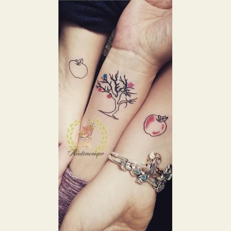 Niadomonique Mae Humphries on Instagram: “The apple doesn’t fall far from the tree! 🍎 mother and daughters tattoos #appletattoo #treetattoo #tree #apple #appletree #appletreetattoo…” Apple And Tree Tattoo, Apple Tree Tattoo Mother Daughter, Apple Tree Tattoo, Logan Tattoo, Apple Tattoo, Mother And Daughters, Ma Tattoo, Far From The Tree, Birthday Tattoo