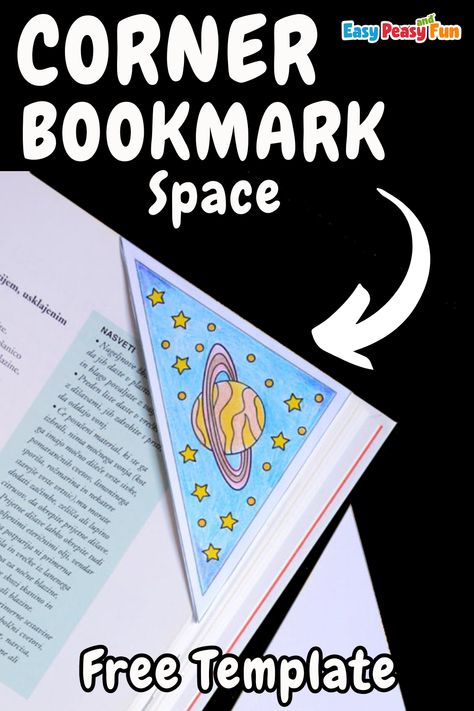 Encourage reading and crafting with our Free Space Corner Bookmark to Color – the perfect space craft for kids! This printable corner bookmark merges space activities for kids with creative coloring, making it an ideal addition to your kids' crafting adventures. Diy Book Corner Bookmark, Rocket Bookmark, Fox Corner Bookmark, Unicorn Corner Bookmark, Astronaut Bookmark, Space Activities For Kids, Space Crafts For Kids, Diy Space, Corner Bookmark